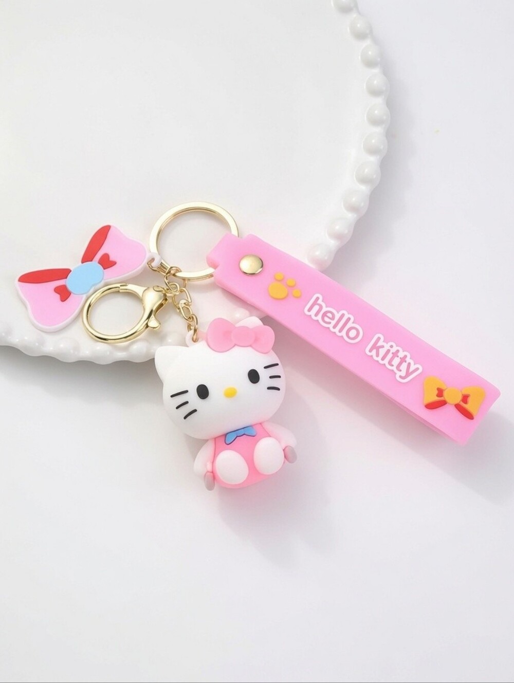 Hello Kitty Bow Key Chain Bag Charm Pink Large